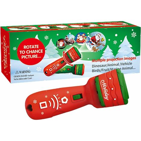 Lampe de projection de torche de projecteur de toboggan, projecteur de lampe de poche de Noël 21 images différentes, torche de projection d'histoire de Noël de LED décor extérieur d'intérieur, cadeau (1/5)
