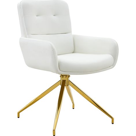 GagaLot de 2 chaises pivotantes, PU blanc, métal doré (1/5)