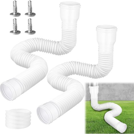 Extension de gouttière flexible, ronde, pour tuyau de descente de 80/100 mm, extensible de 47 à 150 cm, 2 pièces (blanc) (1/5)