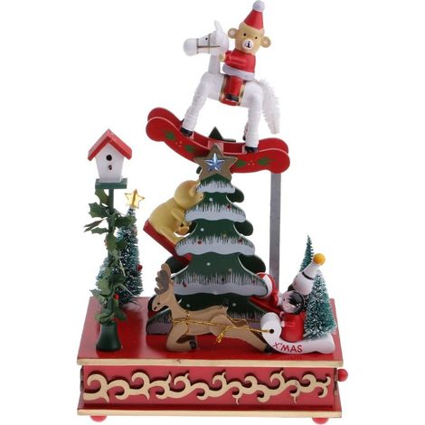 4 Boîte à musique, mécanisme à remontoir, ours et lapin, décoration de Noël, cadeau pour enfants (1/5)