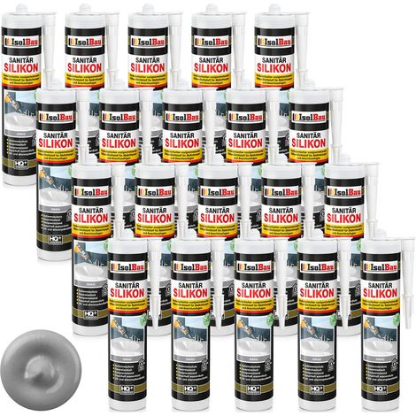IsolBau Silicone Sanitario Grigio Sanitär Silikon 20 x 300ml (1/5)