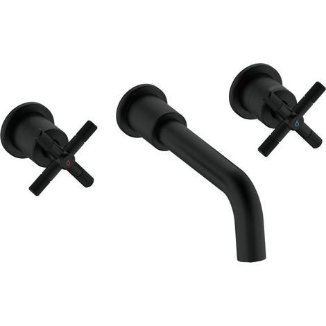 Bristan Cruzar 3-Hole Basin Mixer Tap Wall Mounted - Black (1/5)