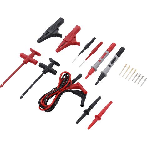 Kit de cordons de test pour multimètre, pinces crocodiles, fiches bananes, câble de test, kit de réparation électrique automobile (1/5)
