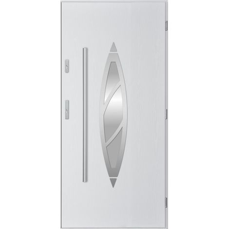 Azura Home Design – Porte d'entrée acier 90 cm blanc – Sens d'ouverture gauche – 2 serrures multipoints – Isolation thermique 1.2 W/K*m2