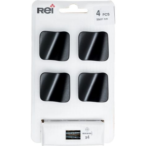 REI – Lot de 4 boutons de meuble en zamak noir mat – Dimensions 32x31mm – Fixation à vis – Installation facile avec vis incluses (1/3)