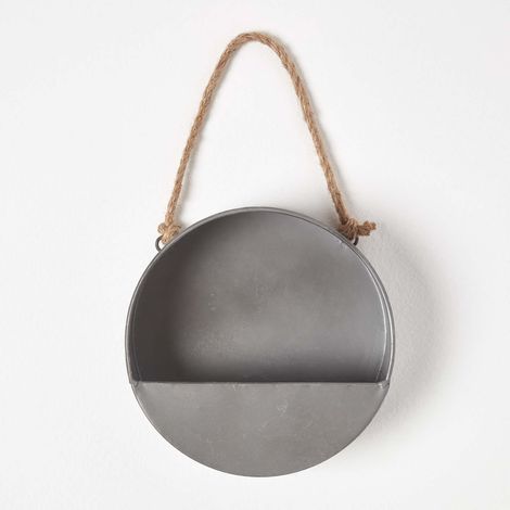 HOMESCAPES Kleiner runder Metall-Hängetopf, 20 cm