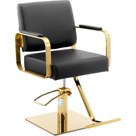 Fauteuil de coiffeur professionnel avec repose-pieds 200 kg acier inoxydable PVC noir doré