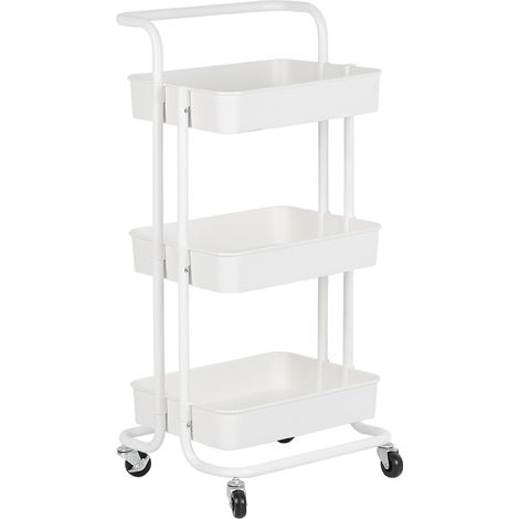 Carritos de cocina con carrito de servicio con ruedas y 3 estantes blancos (1/5)