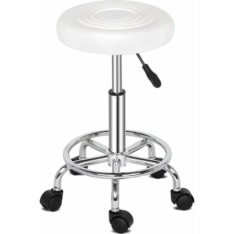 Bar stools, adjustable swivel metal bar chairs for home and kitchen (White) (1/5)