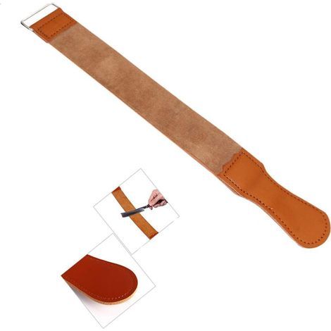 Rasoir Droit d'affûtage à Rasoir Sangle Ceinture en Cuir véritable Ceinture de Cuir avec Polissage d'affûtage pour Couteau Rasoir Droit -Brown- (1/4)
