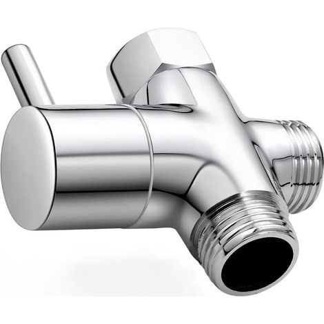 Messing-Duschventil mit T-Adapter, G1/2 Zoll 3-Wege-Duscharm-Umstellventil, universelles 3-Wege-Duschventil, Messing verchromt, für Küche, Badezimmer, 1 Stück