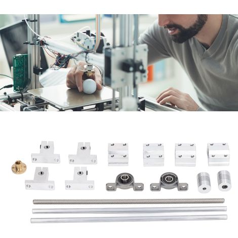 Kit de vis à billes T8 avec accouplement, arbre optique horizontal de 250 mm et logement de roulement de support d'arbre à double rail de vis à billes de 8 mm de diamètre, combinaison industrielle. (1/5)