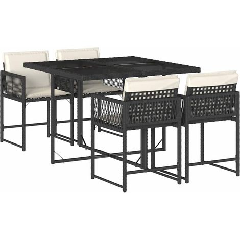 Maison Exclusive - Set de muebles jardín 5 pzas con cojines ratán (1/5)