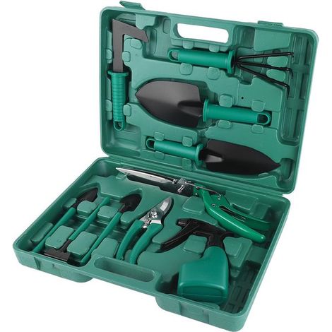 Ensemble d'outils de jardin - Kit d'entretien du jardin - Soin des plantes - Design ergonomique - 10 pièces - Noir (1/5)
