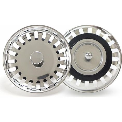 2 PCS Bouchon Evier Cuisine Filtre Evier Cuisine Bouchon de Lavabo de Salle de Bain en Acier Inoxydable Filtre de Lavabo de Salle de Bain,Bouchon d'évier Universel (79mm) (1/5)