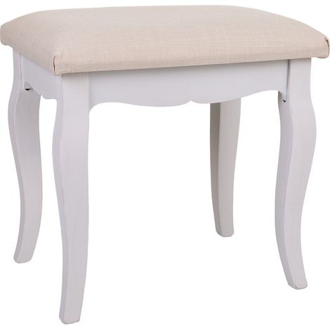 Banqueta de madera blanca 42x31,5x41,5 cm (1/5)