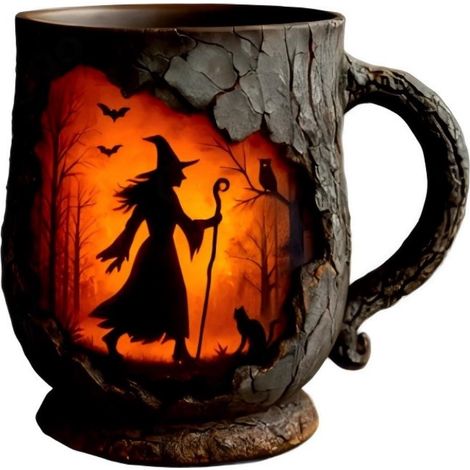 Mug - 350 ml - Design Forêt Sombre et Sorcière - Pour Camping Cuisine Extérieure et Intérieure - Lot de 1 (1/2)