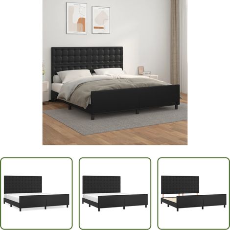 vidaXL Cadre de lit -  Cadre de lit avec tête de lit Noir 180x200 cm Similicuir (1/5)