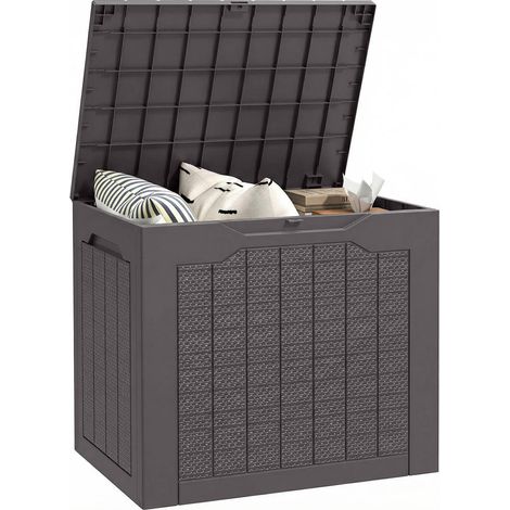 Coffre de Jardin Malle de Rangement Extérieur AoSenYunZhou Étanche en Polypropylène Cadenassable 56x41x50 cm Marron (1/5)
