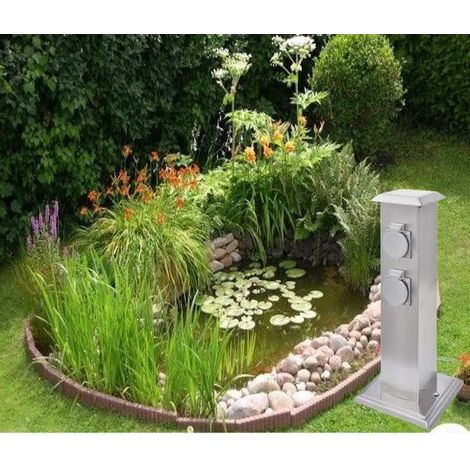 Multiprise Borne Inox 4 Prises Électriques Pour Jardin Et Extérieur (1/5)