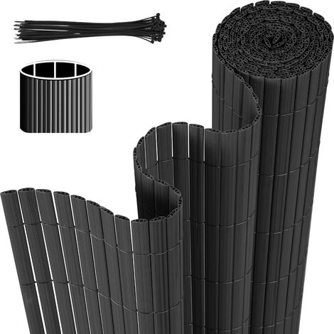 Wolketon PVC Sichtschutzmatte Balkon & Zaun – Wetterfester Sichtschutzzaun für Zaun, Windschutz, Zuschneidbar Grau 80x400cm