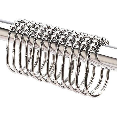 12pcs-ensemble D' Anneaux Accroche Rideau Crochets De Rideau De Douche Larges Anneaux Rideaux De Haute Qualit Adaptable Votre Tringle A Ridea (1/5)
