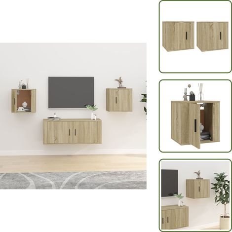 TV-Wandschränke 2 Stk. Sonoma-Eiche 40x34,5x40 cm - TV Schrank - Wandregal - Wohnwand - Fernsehschrank - Regal (1/5)