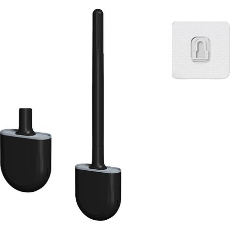 Scopino per WC, manico ergonomico, design igienico, modello 2 nero (1/2)