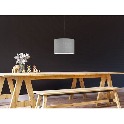 LED Hängelampe mit Lampenschirm Leinen Grau, Ø 30cm (1/5)