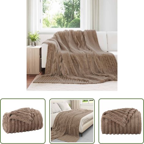 Couverture pour canapé - Jeté Camel 240 x 220 cm Toison (1/5)