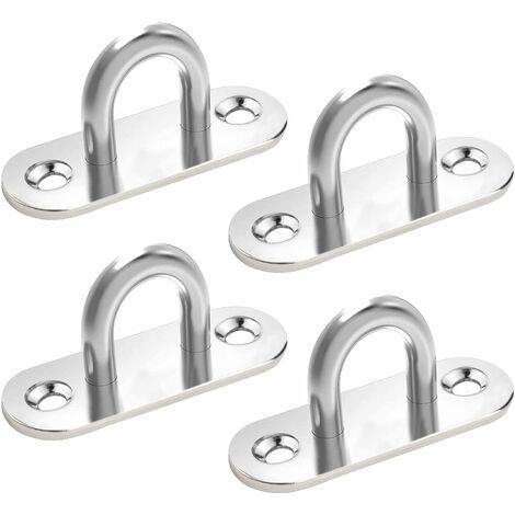 Plaques d’œil en acier inoxydable 304 - Lot de 4 fixations U pour suspensions murales, plafond et bateau - ULISEM (1/5)