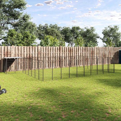 vidaXL Perrera negra 25,41 m² acero (1/5)