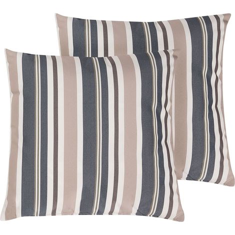 Set of 2 Outdoor Cushions KASTOS Striped 40 x 40 cm Taupe