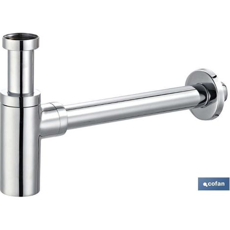 Sifón Botella Cromado Cilíndrico Salida Ø32-40 330 mm Y Racor 1 1/4