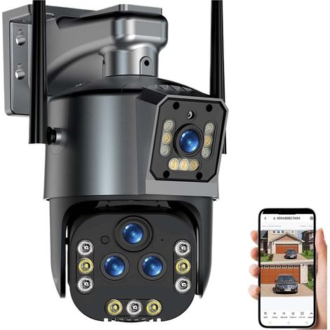 Caméra de sécurité à domicile Caméra IP 16MP 8K Zoom 20X caméra de sécurité sans fil extérieure 4K caméra PTZ à quatre objectifs caméra de Surveillance CCTV for maison intelligente(4K Camera Add 32G) (1/5)