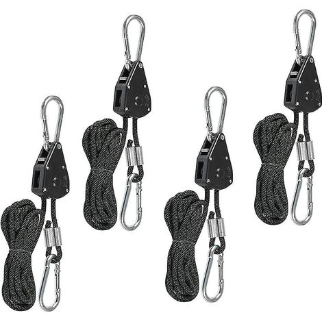 Cliquet à corde robuste en 4 pièces avec crochets, réglable, pour lampe horticole, 68 kg (150 lb), léger (1/5)
