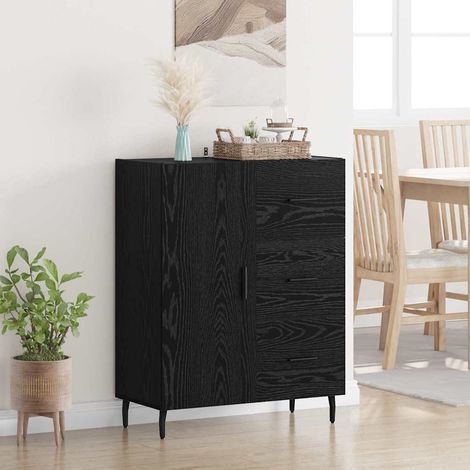 Buffet-Meuble de rangement Chêne noir 69,5 x 34 x 90 cm Bois d'ingénierie et fer 510478 (1/5)