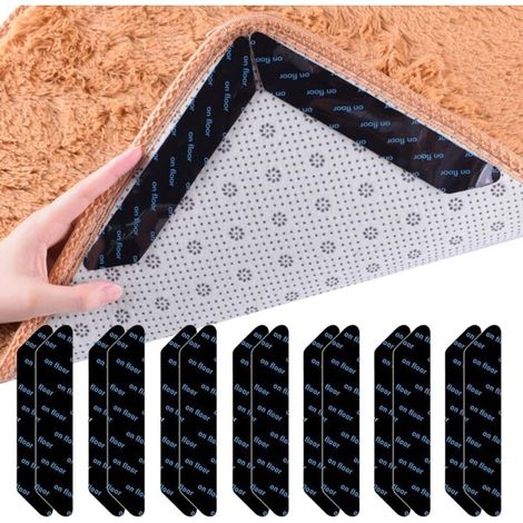 14 pièces Anti-glisse réutilisable antidérapant lavable, Anti Derapant Rug Grippers, Antiderapant Autocollants de Tapis, Anti Glisse Tapis Réutilisable, carpettes et Tapis (1/5)