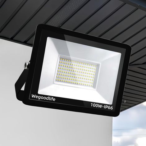 Projecteur LED Extérieur 100W, Super Lumineux 8140LM Spot Extérieur, 144 LEDs, 6500K Blanc Froid, IP66 Étanche, Éclairage de Sécurité pour Jardin, Cour, Garage, Allée, Atelier, Sans Prise