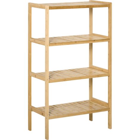 CHICFURN Libreria a 4 ripiani in bambù 62x33x112 cm naturale per ufficio e cucina (1/5)