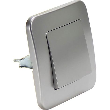 IluminaShop - Interruptor Empotrable Simple de Cruzamiento Gris Basic Marco Incluido (1/3)
