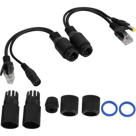 Injecteur POE Passif 12V pour Caméra IP, Adaptateur Alimentation Ethernet Étanche Noir (1/5)