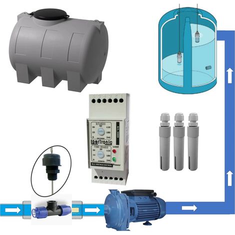 Kit controllo automatico presenza acqua corrente con 3 sonde livello