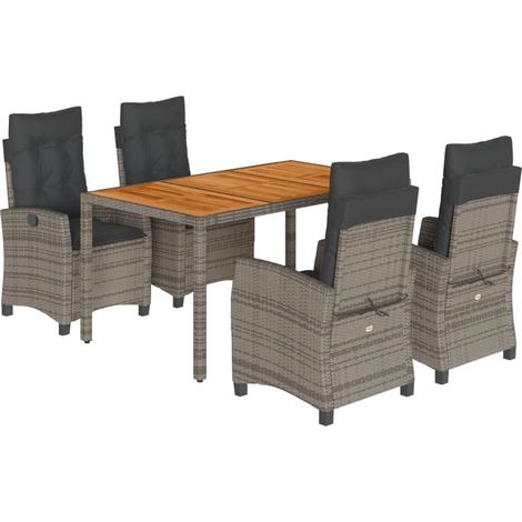 Maison Exclusive - 5-tlg. Garten-Essgruppe mit Kissen Grau Poly R