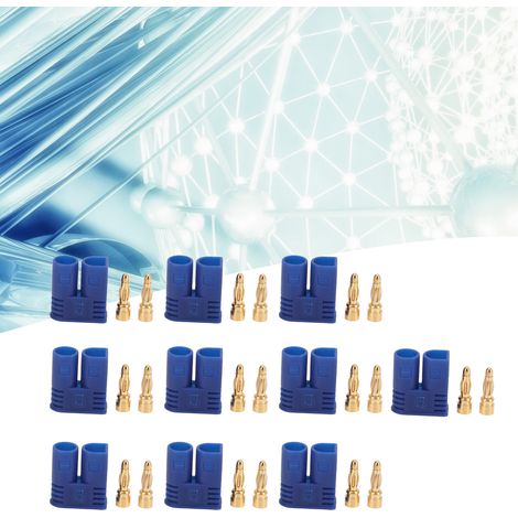 Connecteur de batterie EC2 à tête banane 2,0 mm, tête de lanterne en cuivre pur plaqué or, accessoires pour modèles réduits d'avions (1/5)