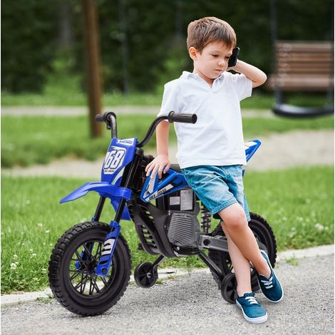 Elektrisches Kinder-Motorrad 12 V, 2 Geschwindigkeiten, Stützräder, blau HAVRYA (1/3)