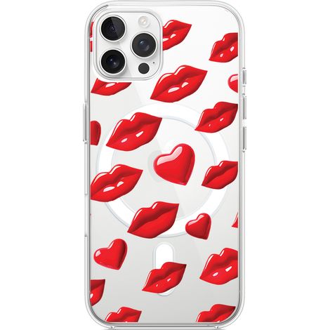 Custodia per iPhone 12 Pro con MagSafe, trasparente, flessibile in silicone, labbra rosse (1/5)