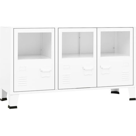 GBLY Industrial Sideboard Weiß 105x35x62 cm Metall und Glas (1/5)