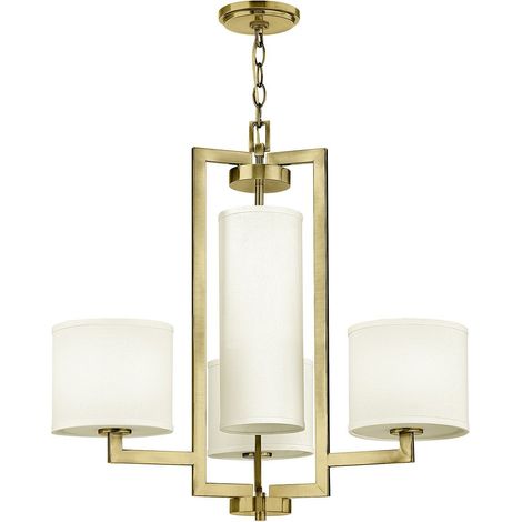 Elstead Hinkley Hampton Suspension classique en laiton brossé, 4 ampoules E27 (1/5)