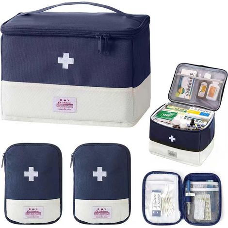 3 Pièces Trousse de Secours Vide, Grande Boite a Pharmacie avec 2 Pièces Mini Boite Pharmacie de Voyages, Trousse Rangement, First Aid Kit pour Maison Voiture Entreprise Cabinet (1/5)
